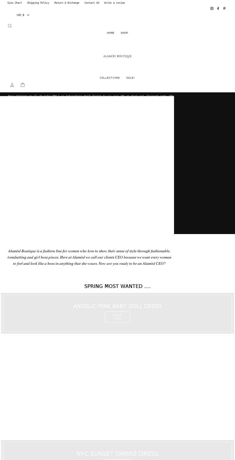 alamodboutique.com shopify website screenshot