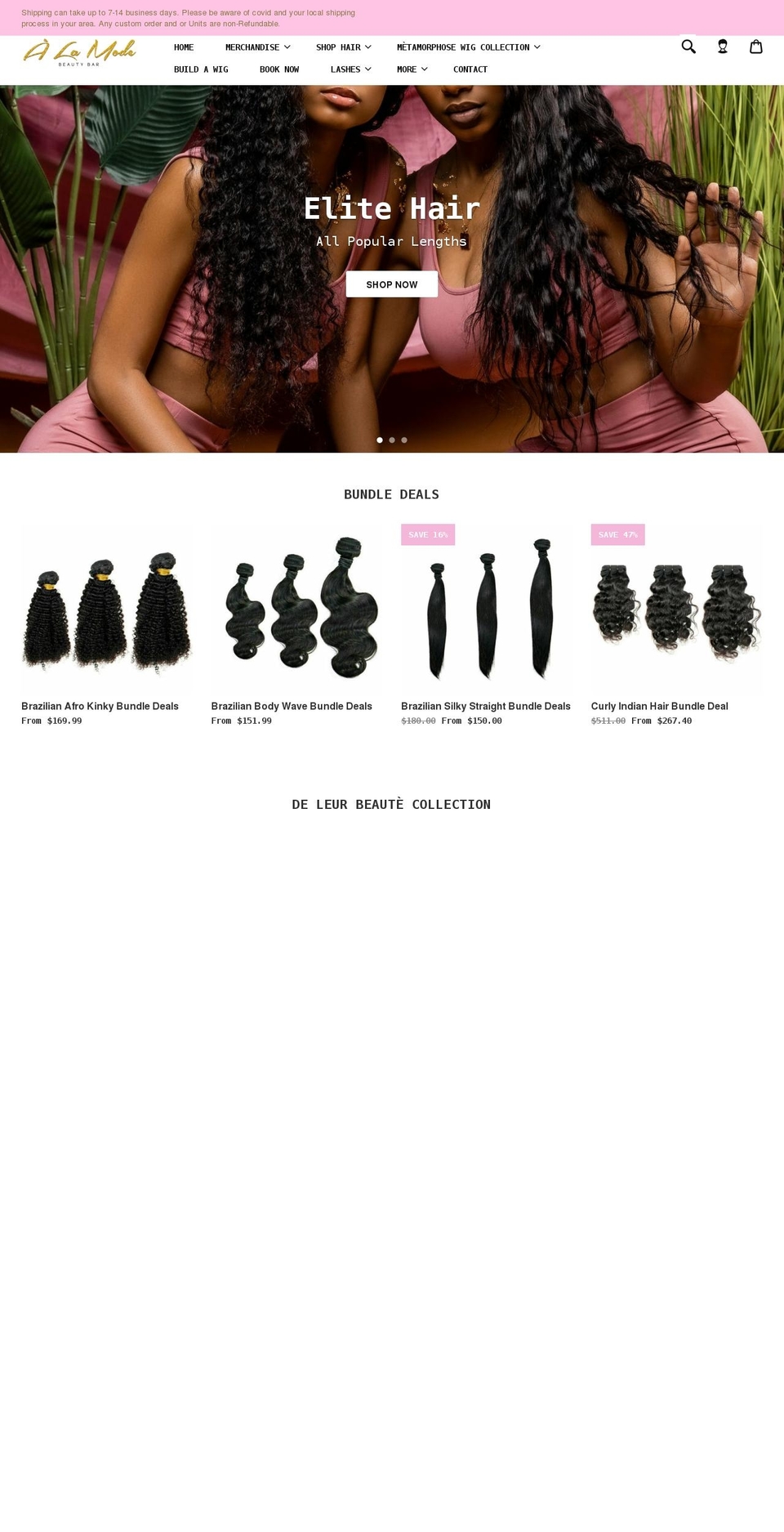 Dropship-beauty--theme with Installments message Shopify theme site example alamodebeautybar.com