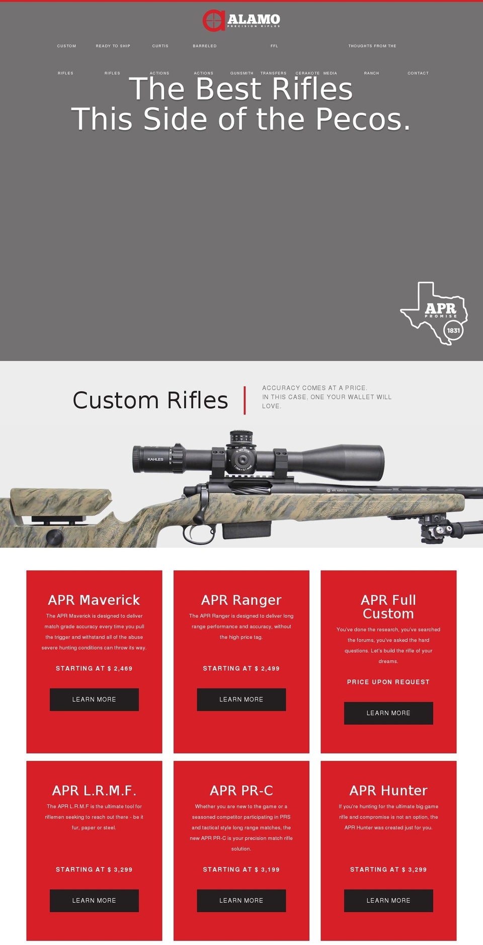 alamoprecisionrifles.com — Shopify storefront screenshot