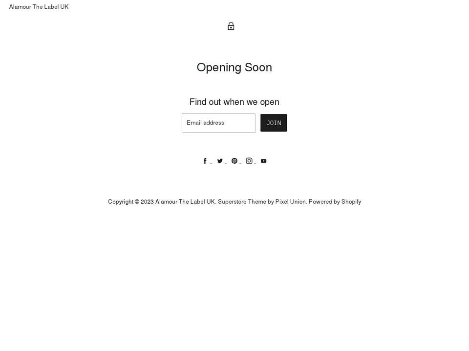 alamourthelabel.co.uk shopify website screenshot