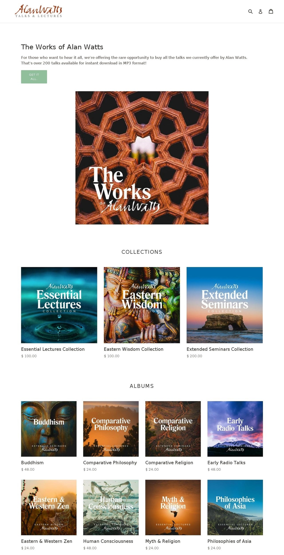 alan-watts-electronic-university.myshopify.com — Shopify storefront screenshot