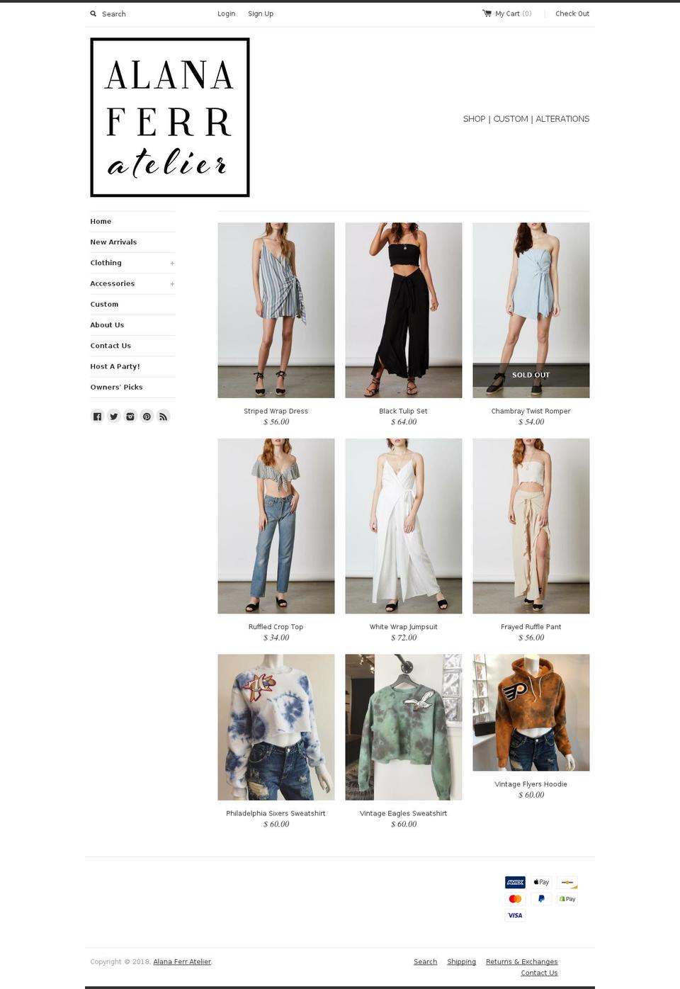 alanaferr.com shopify website screenshot