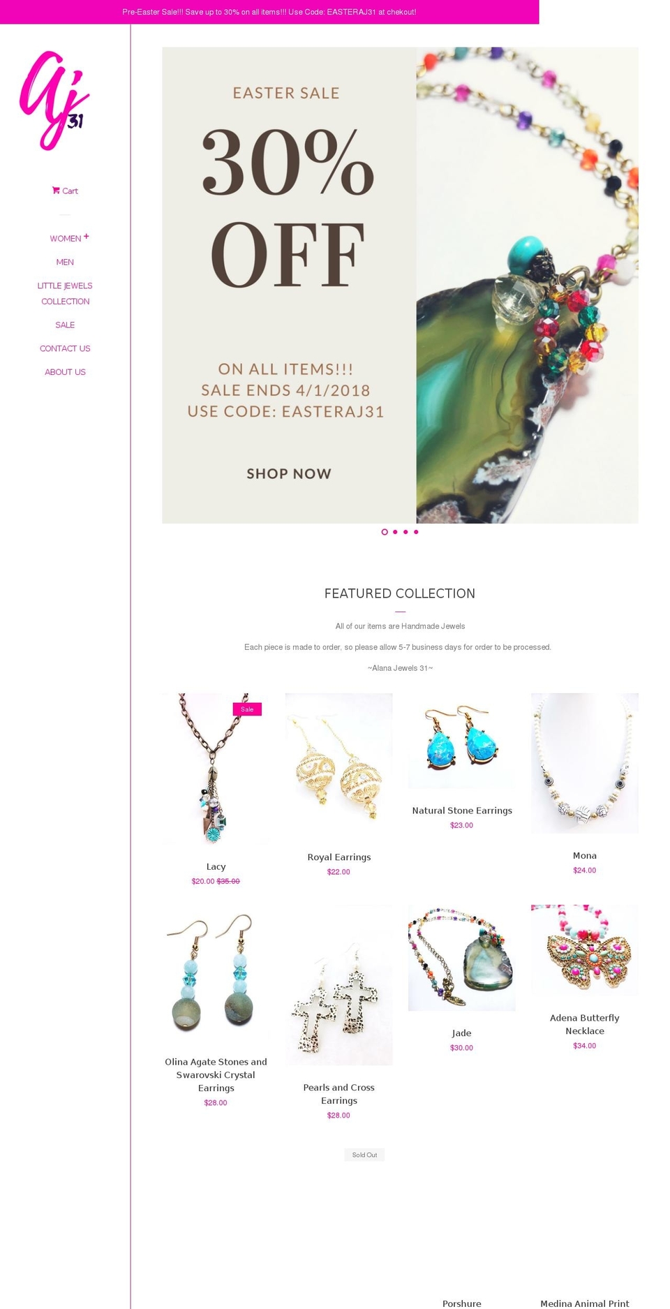 alanajewels31.com shopify website screenshot