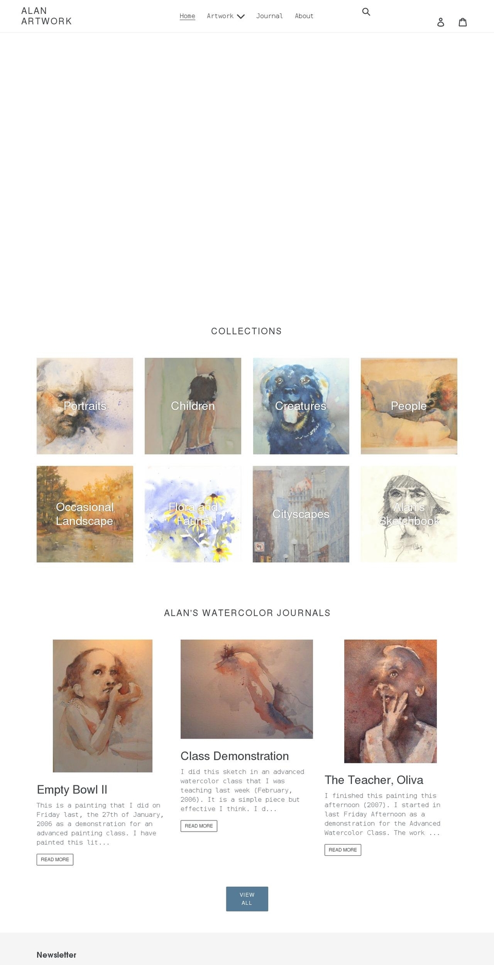 alanartwork.com shopify website screenshot