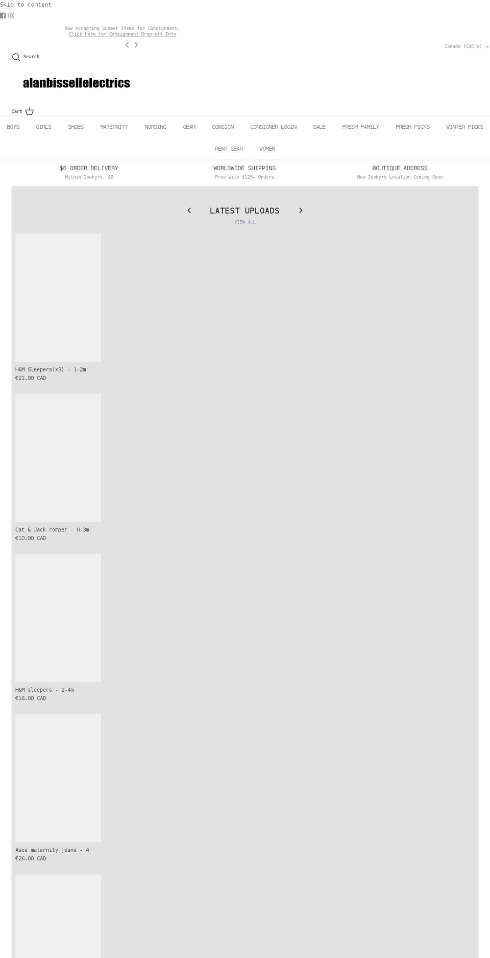 alanbissellelectrics.com shopify website screenshot