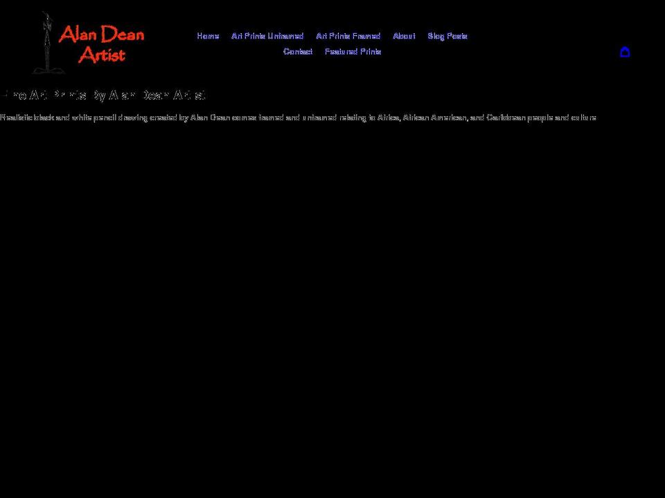 alandeanartist.net shopify website screenshot