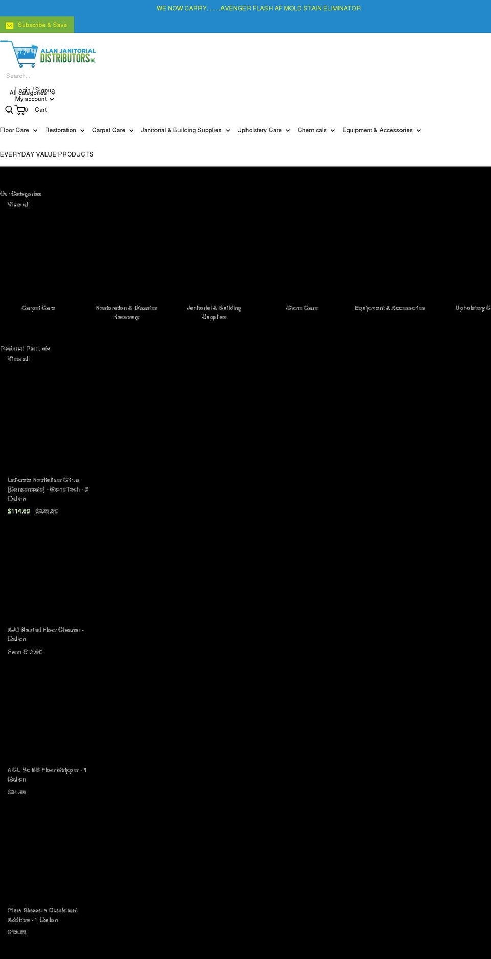 alanjanitorial.com shopify website screenshot