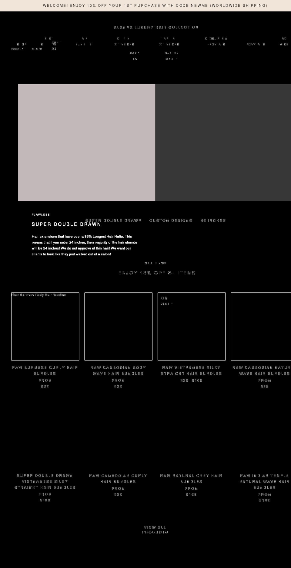 alannahair.com shopify website screenshot