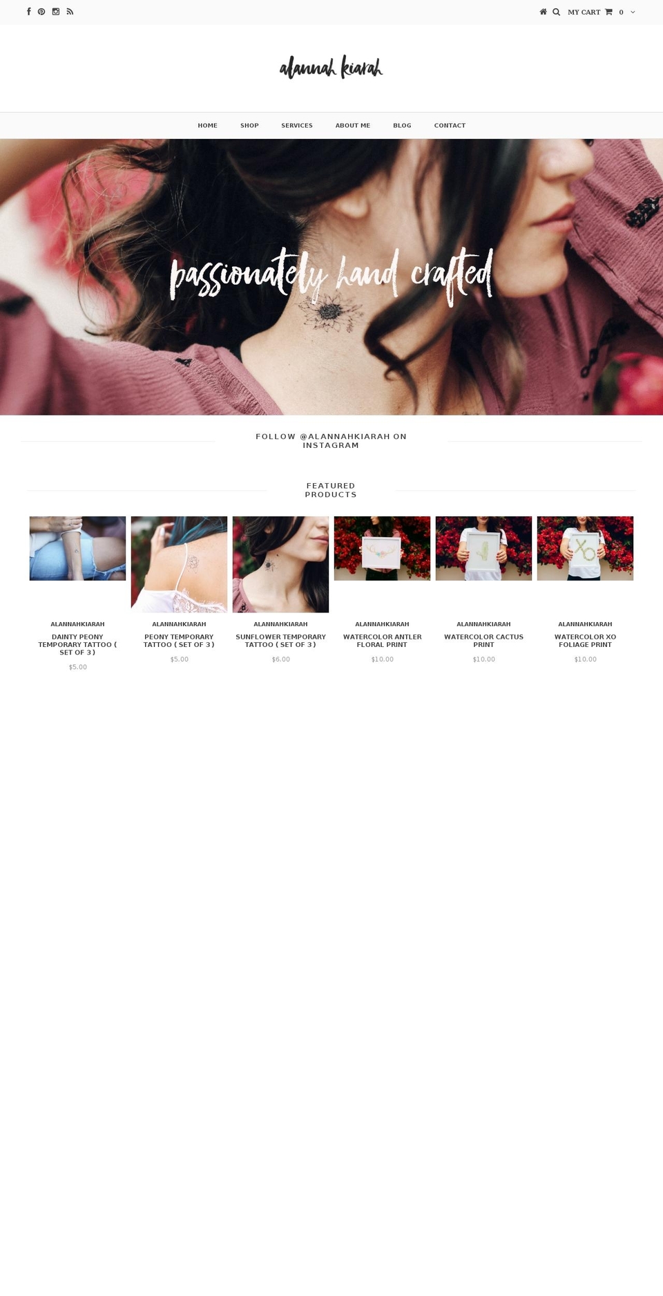 alannahkiarah.com shopify website screenshot