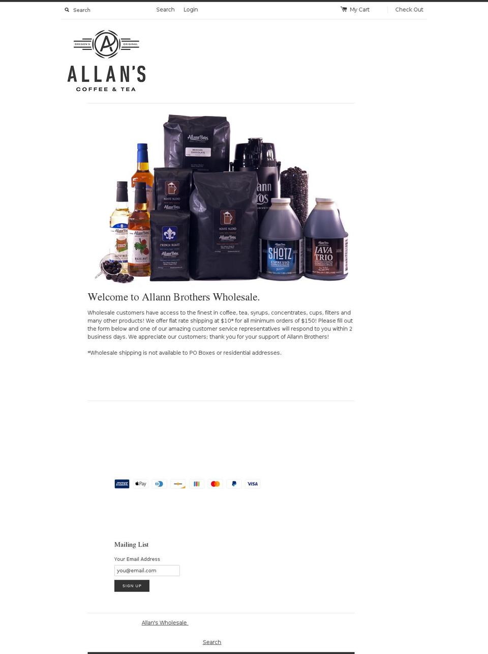 alannswholesale.com — Shopify storefront screenshot