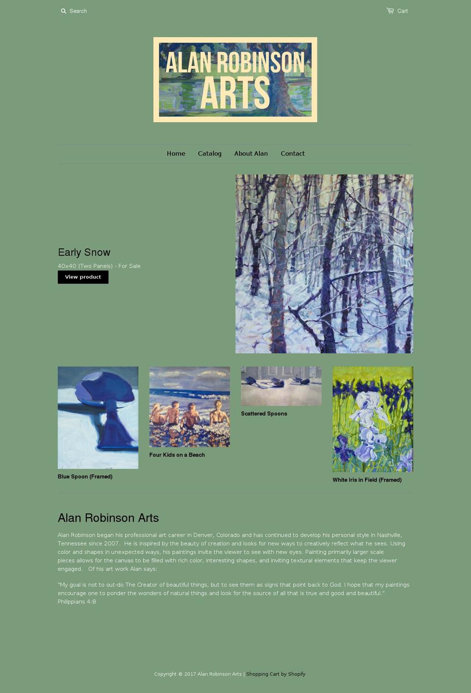 alanrobinsonarts.com shopify website screenshot