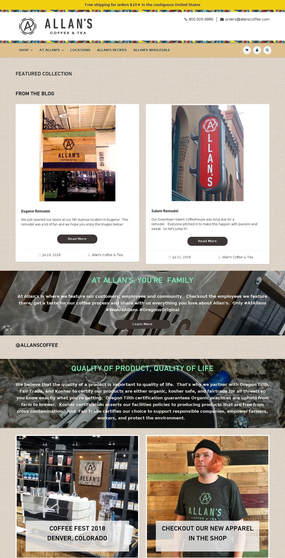 alans.coffee shopify website screenshot