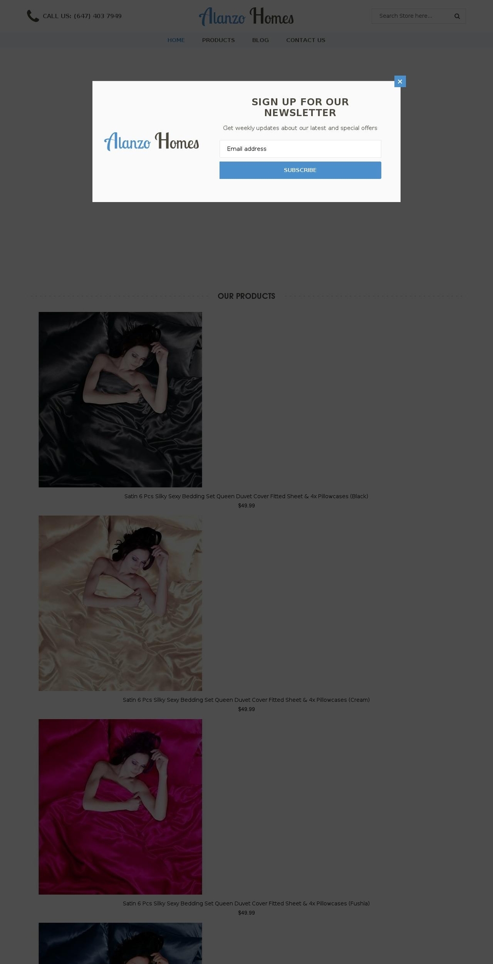 alanzohomes.com — Shopify storefront screenshot