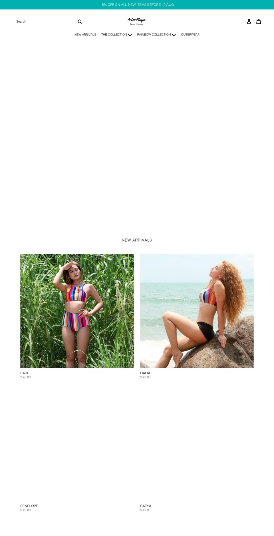 alaplayabeachwear.com — Shopify storefront screenshot