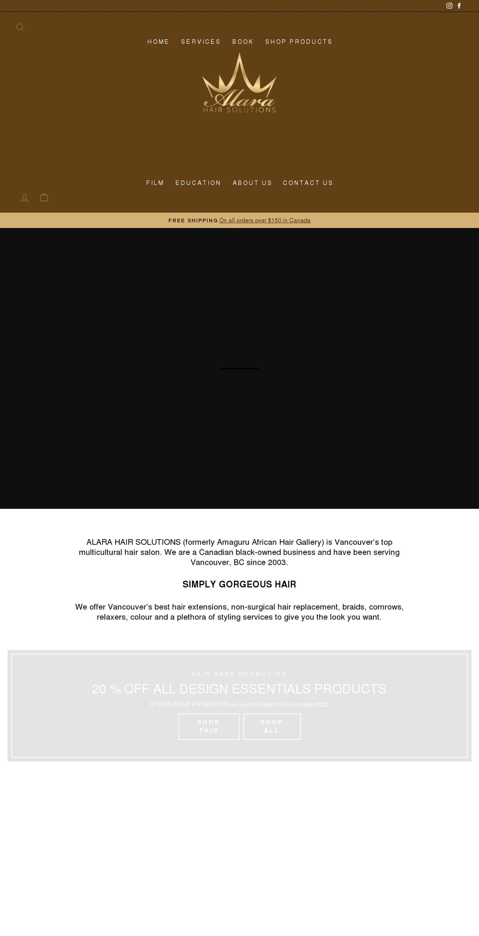 alara.ca shopify website screenshot