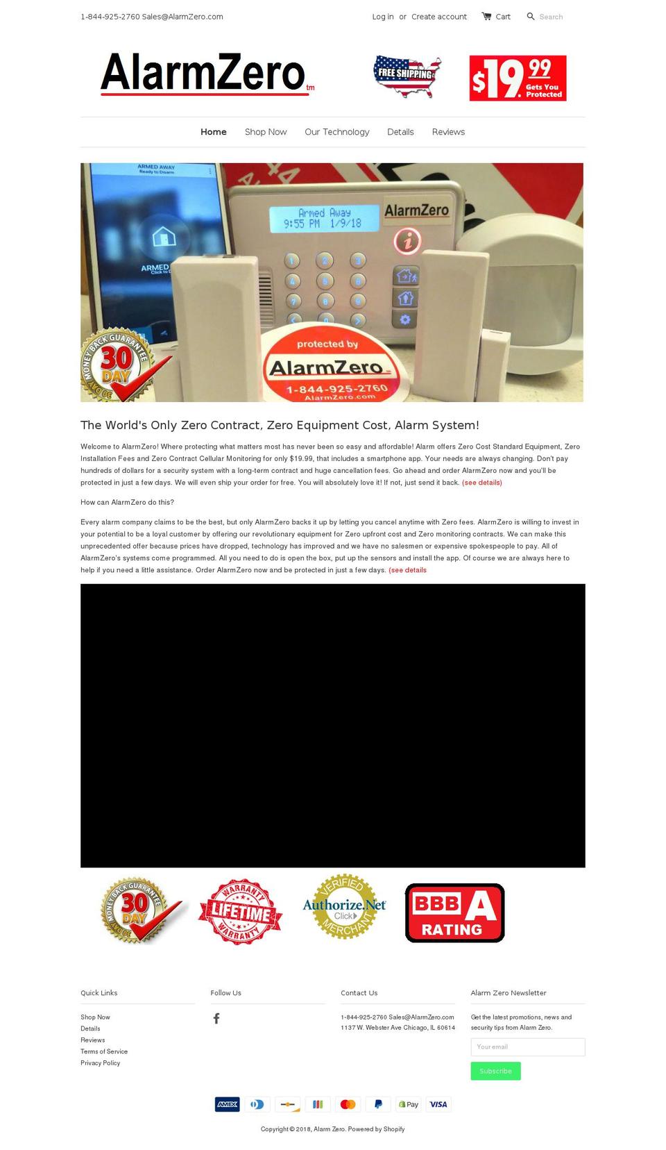 alarm0.com — Shopify storefront screenshot