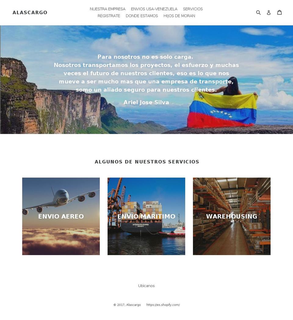 alascargo.net shopify website screenshot