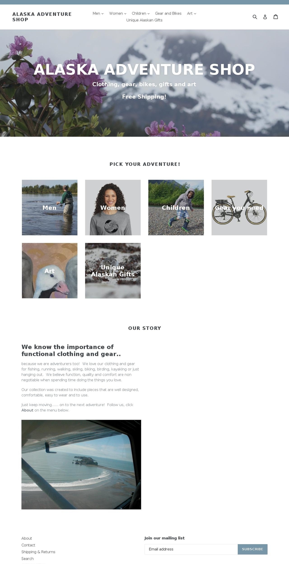 alaskaadventureshop.com — Shopify storefront screenshot