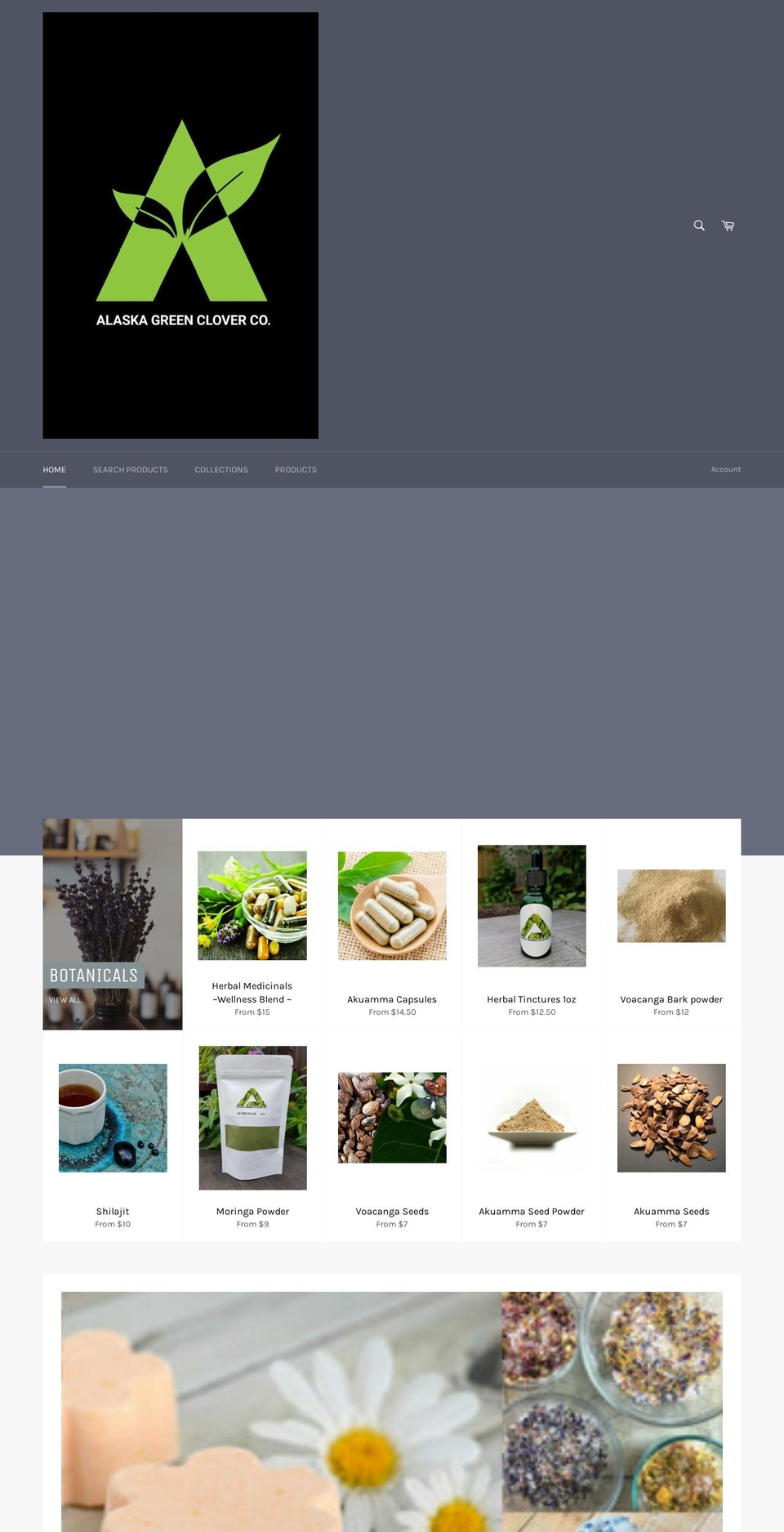 alaskagreenclover.com shopify website screenshot