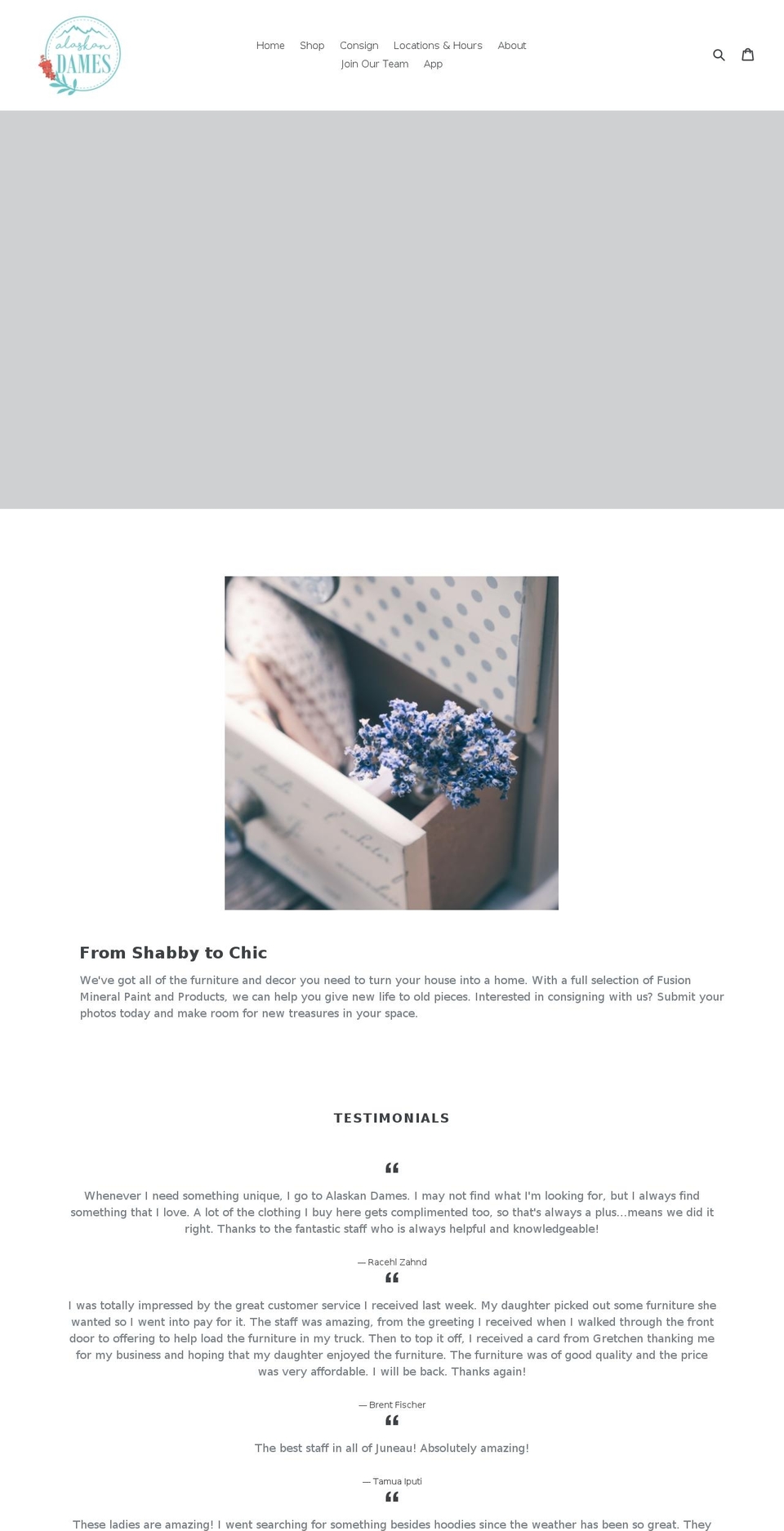 alaskandames.com shopify website screenshot