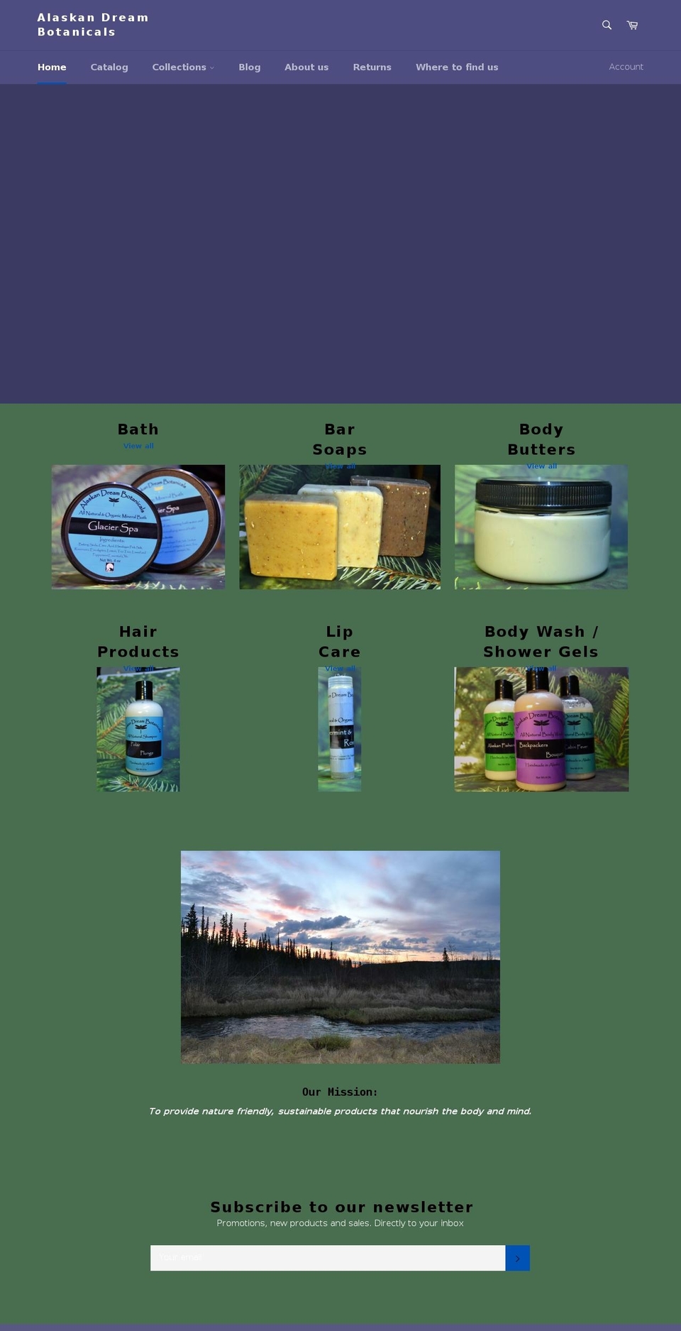 alaskandreambotanicals.com — Shopify storefront screenshot