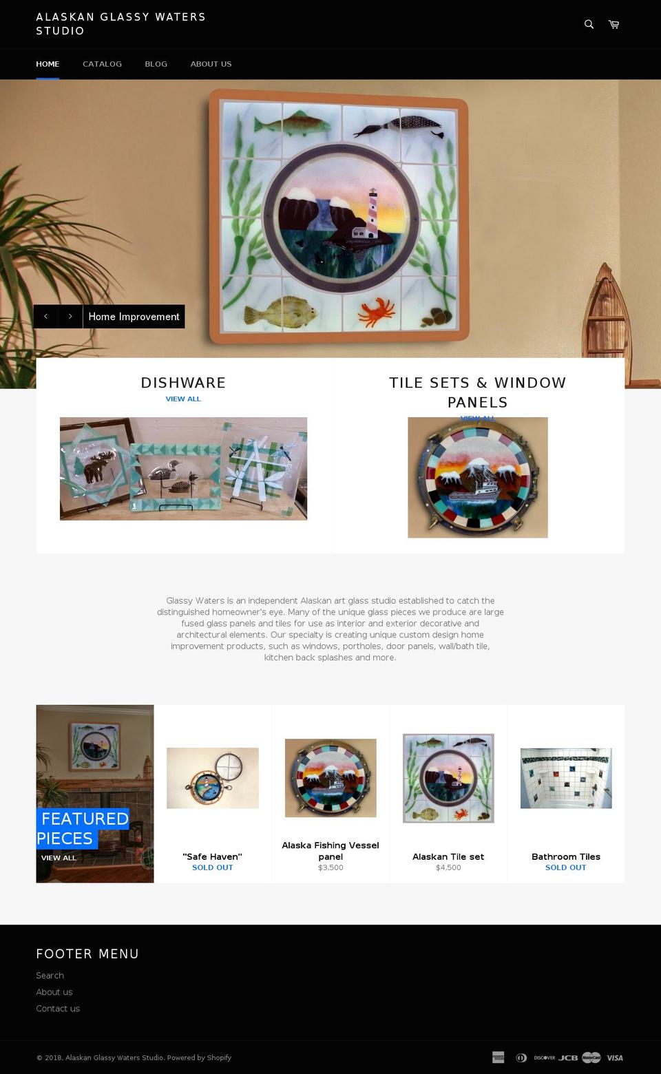 alaskanglassywaters.com — Shopify storefront screenshot