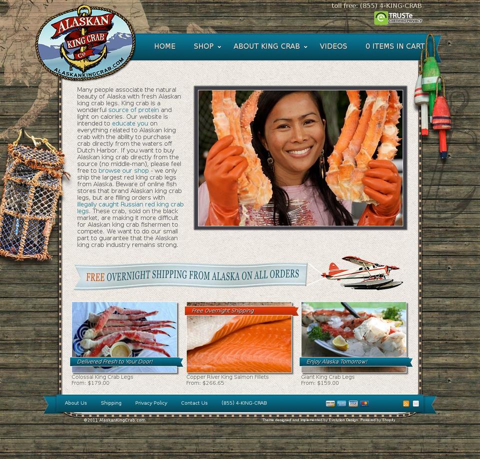 alaskankingcrab.com shopify website screenshot