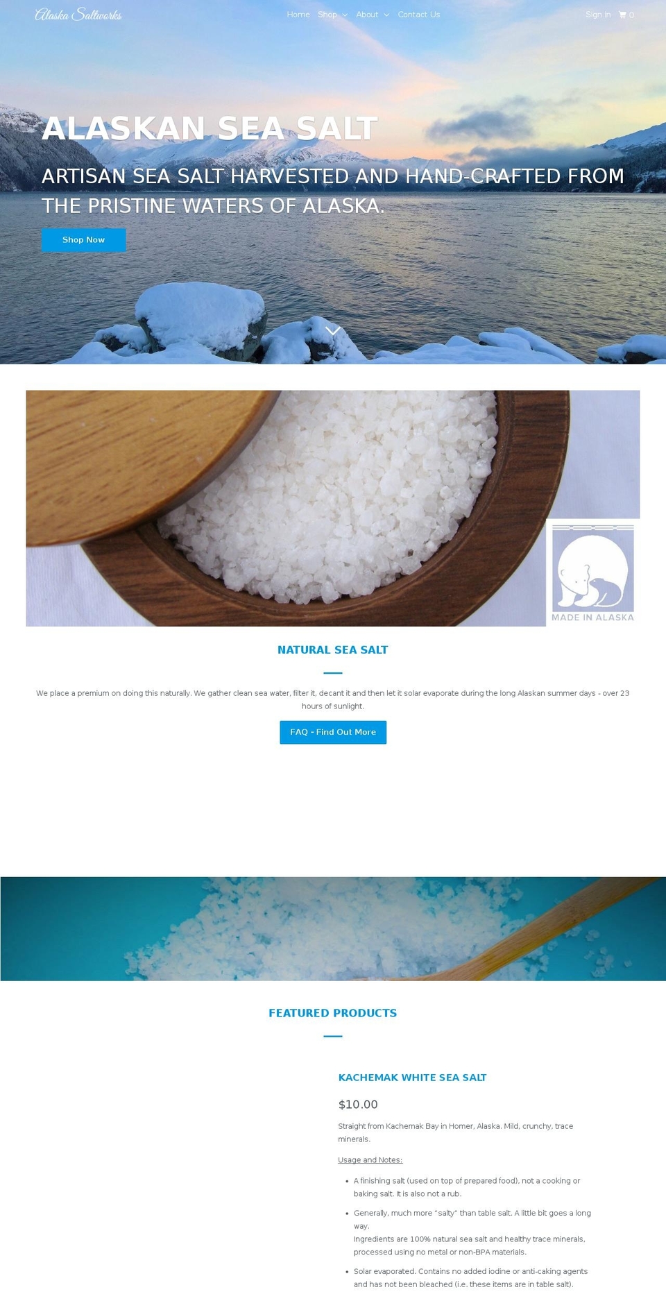 alaskasaltworks.com shopify website screenshot