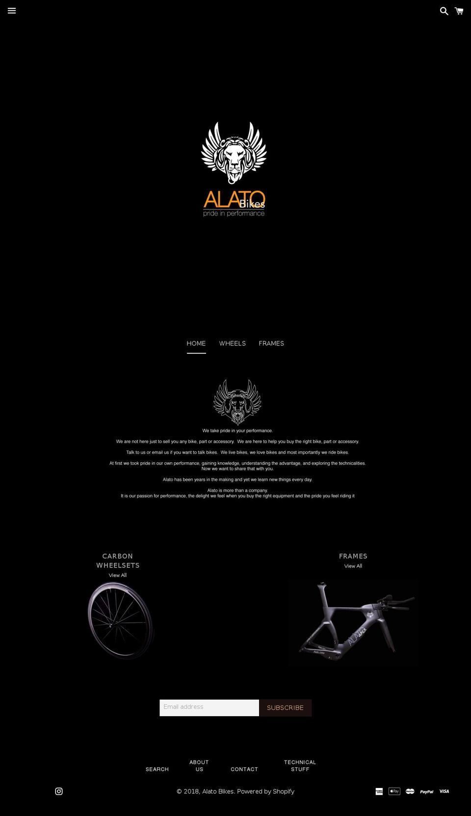 alato.bike shopify website screenshot