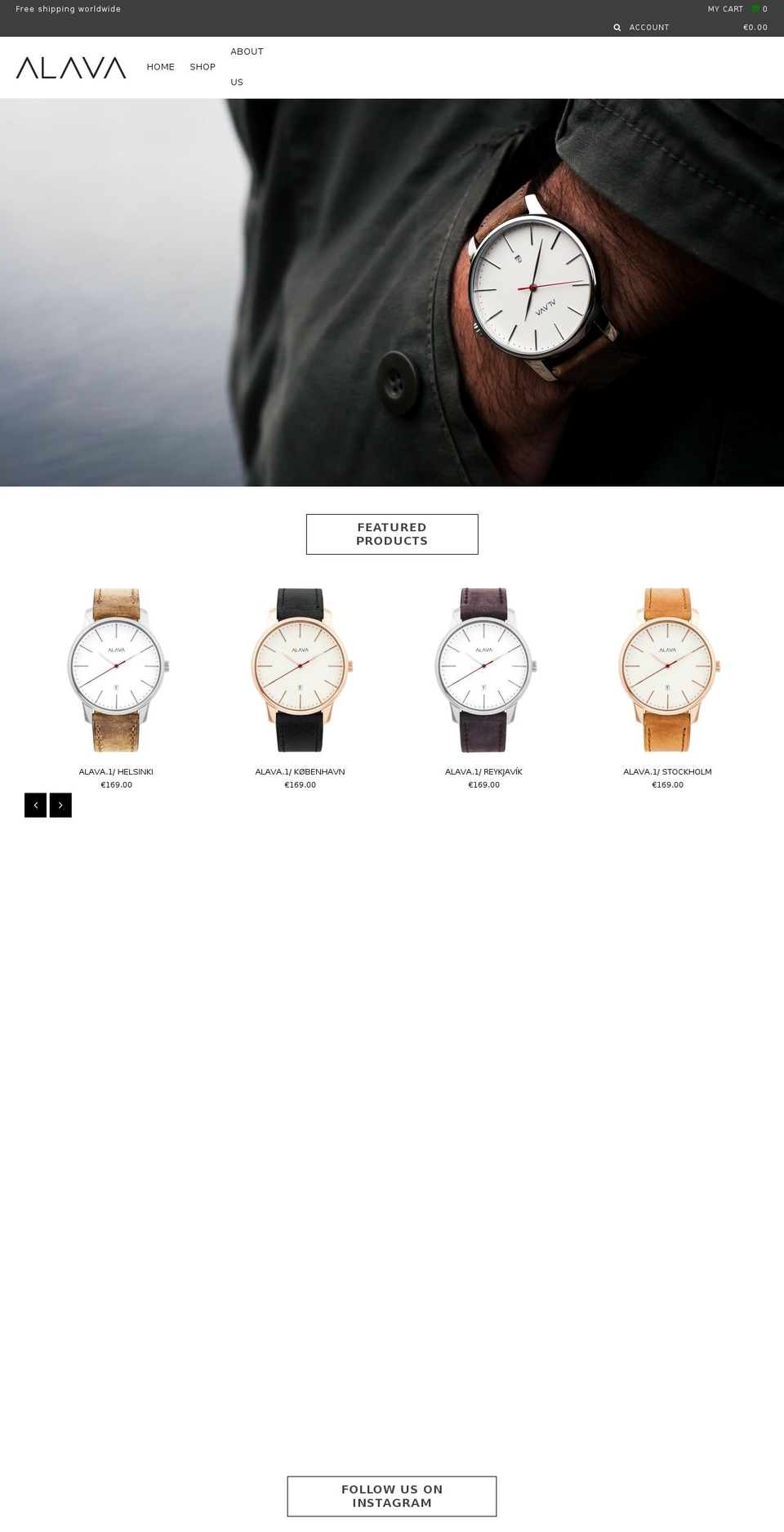 alavawatches.com shopify website screenshot