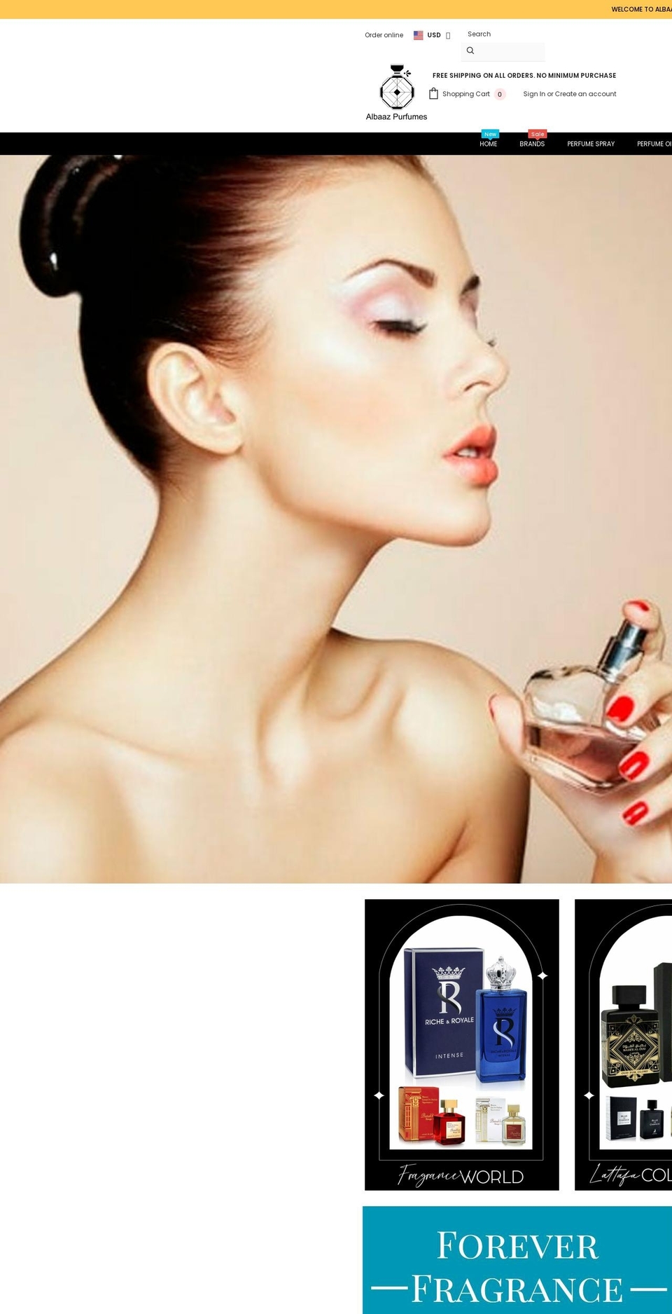 albaazperfumes.com shopify website screenshot
