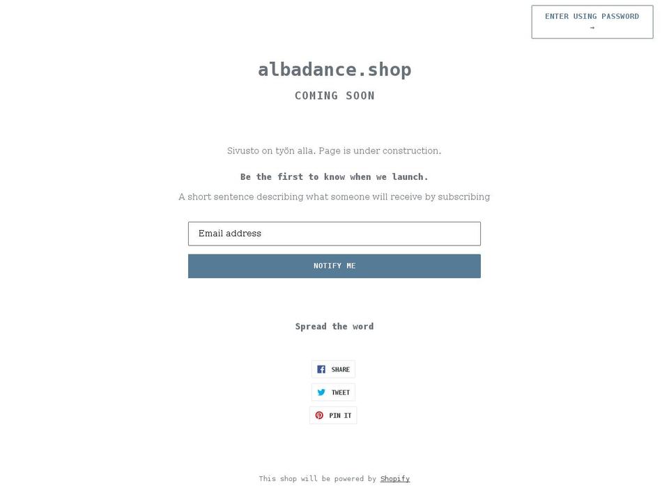 albadance.design shopify website screenshot