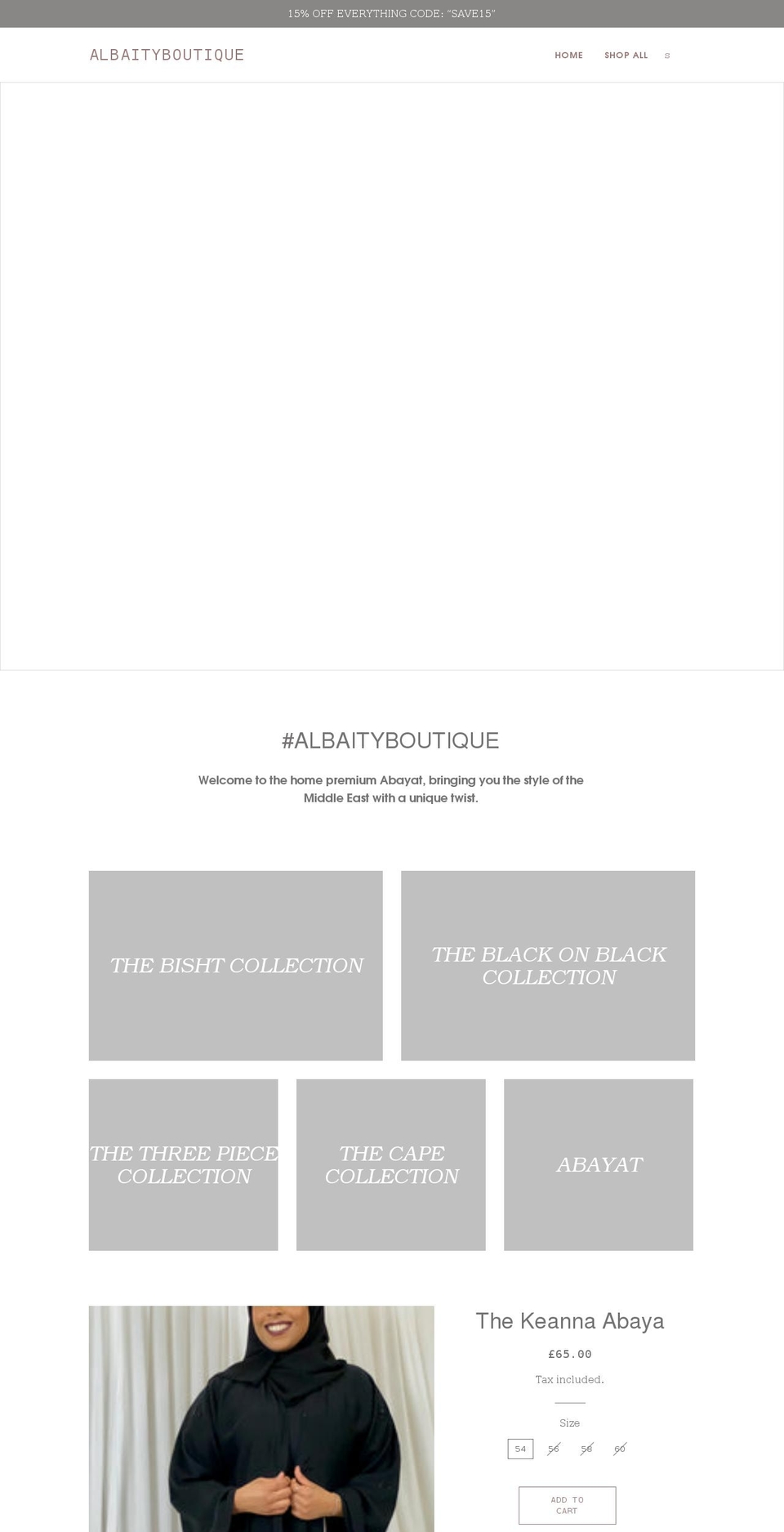 albaityboutique.co.uk shopify website screenshot