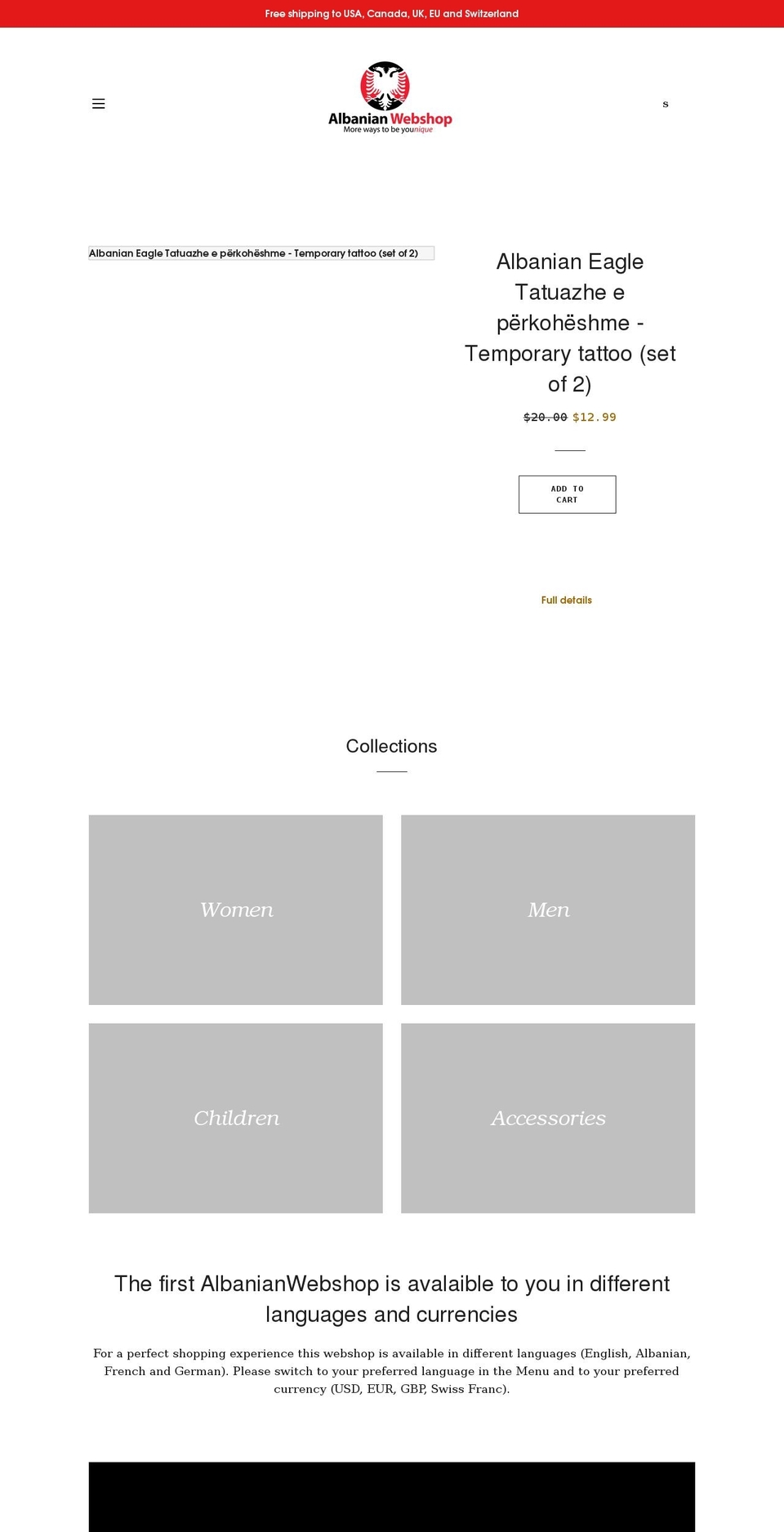 albanianwebshop.com shopify website screenshot