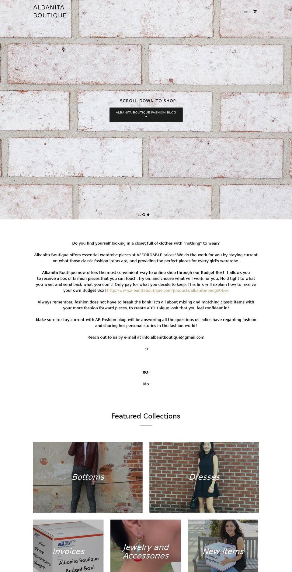 albanitaboutique.com shopify website screenshot