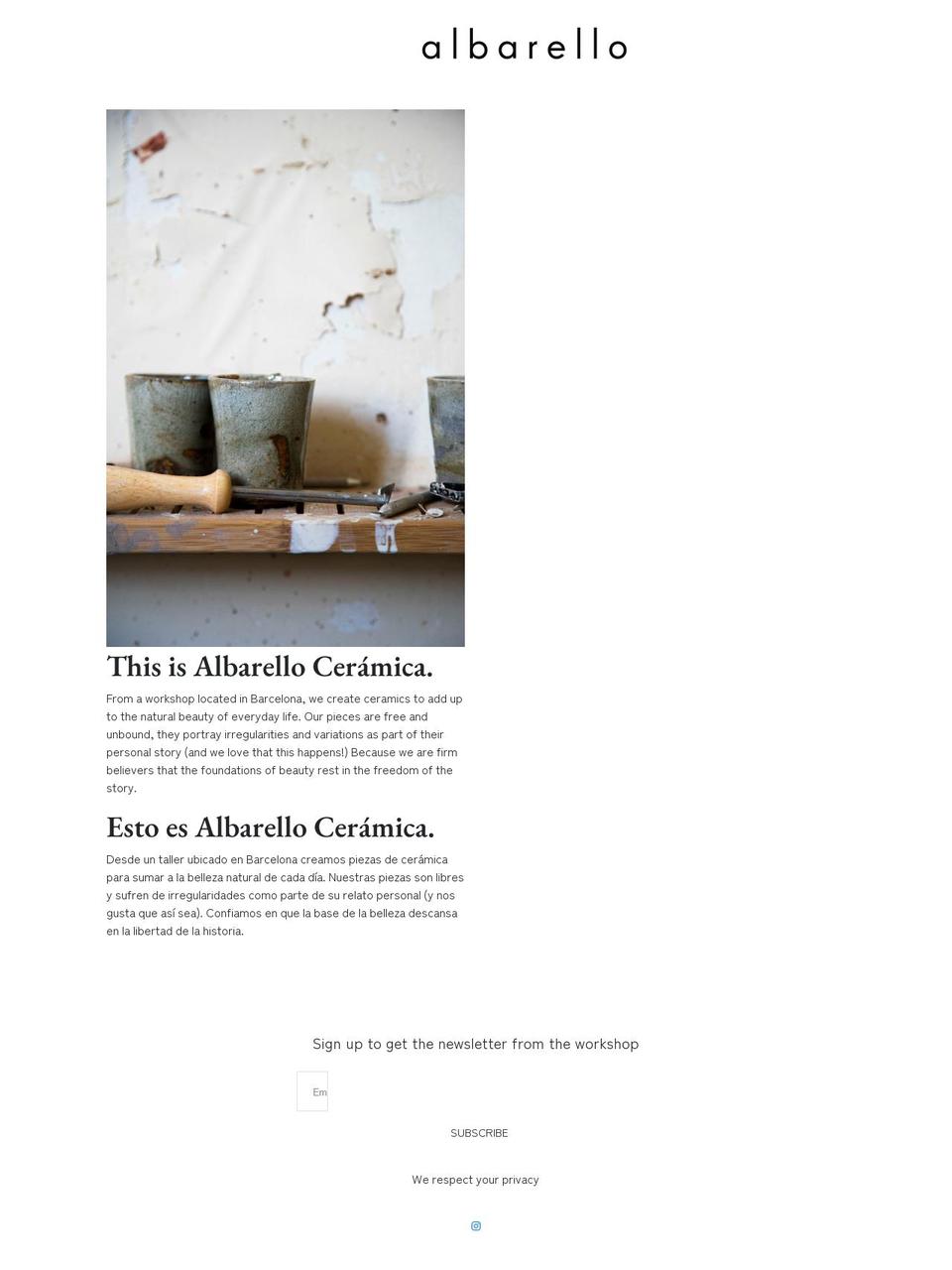 albarelloceramica.com shopify website screenshot