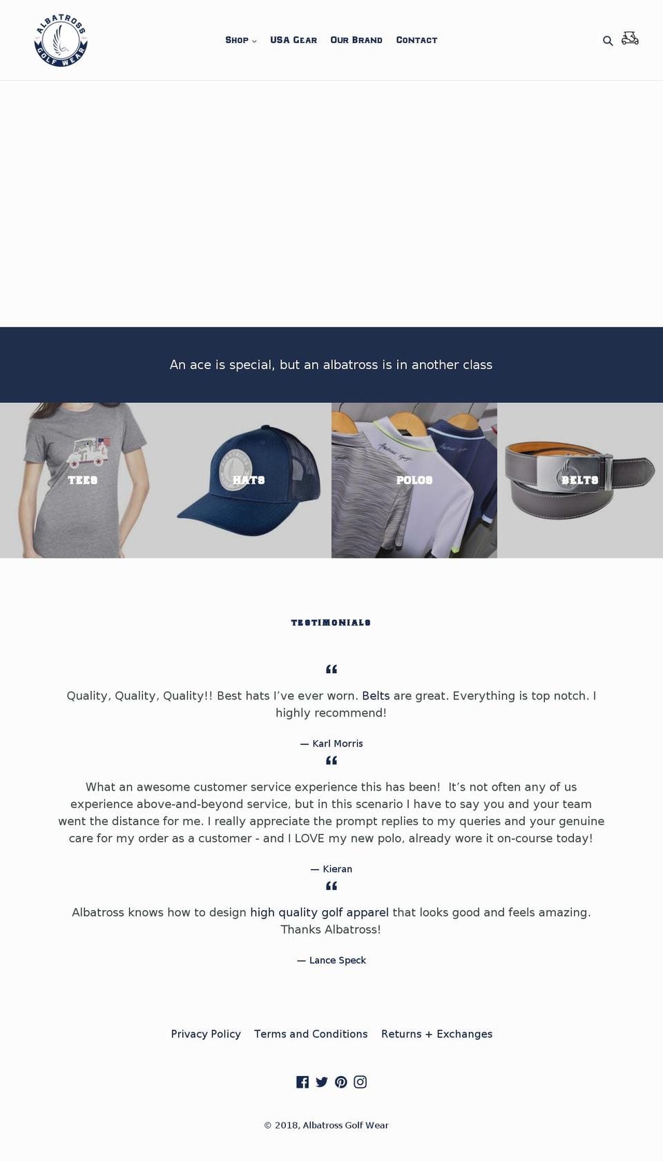 albatrossgolfwear.com shopify website screenshot