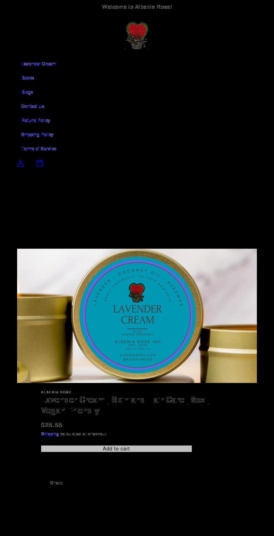 albeniarose.com shopify website screenshot