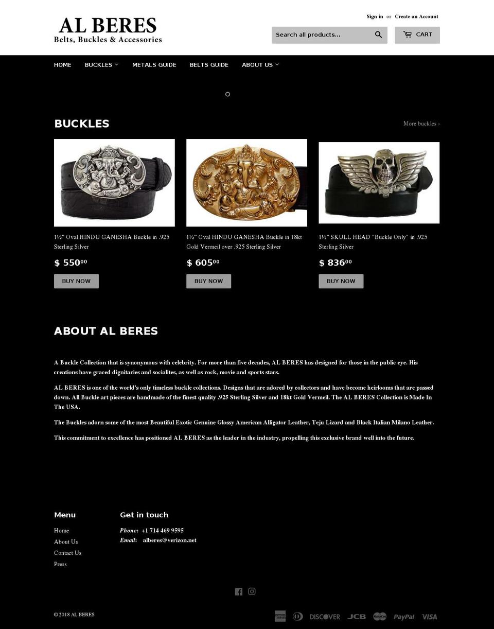 alberesbuckles.com shopify website screenshot