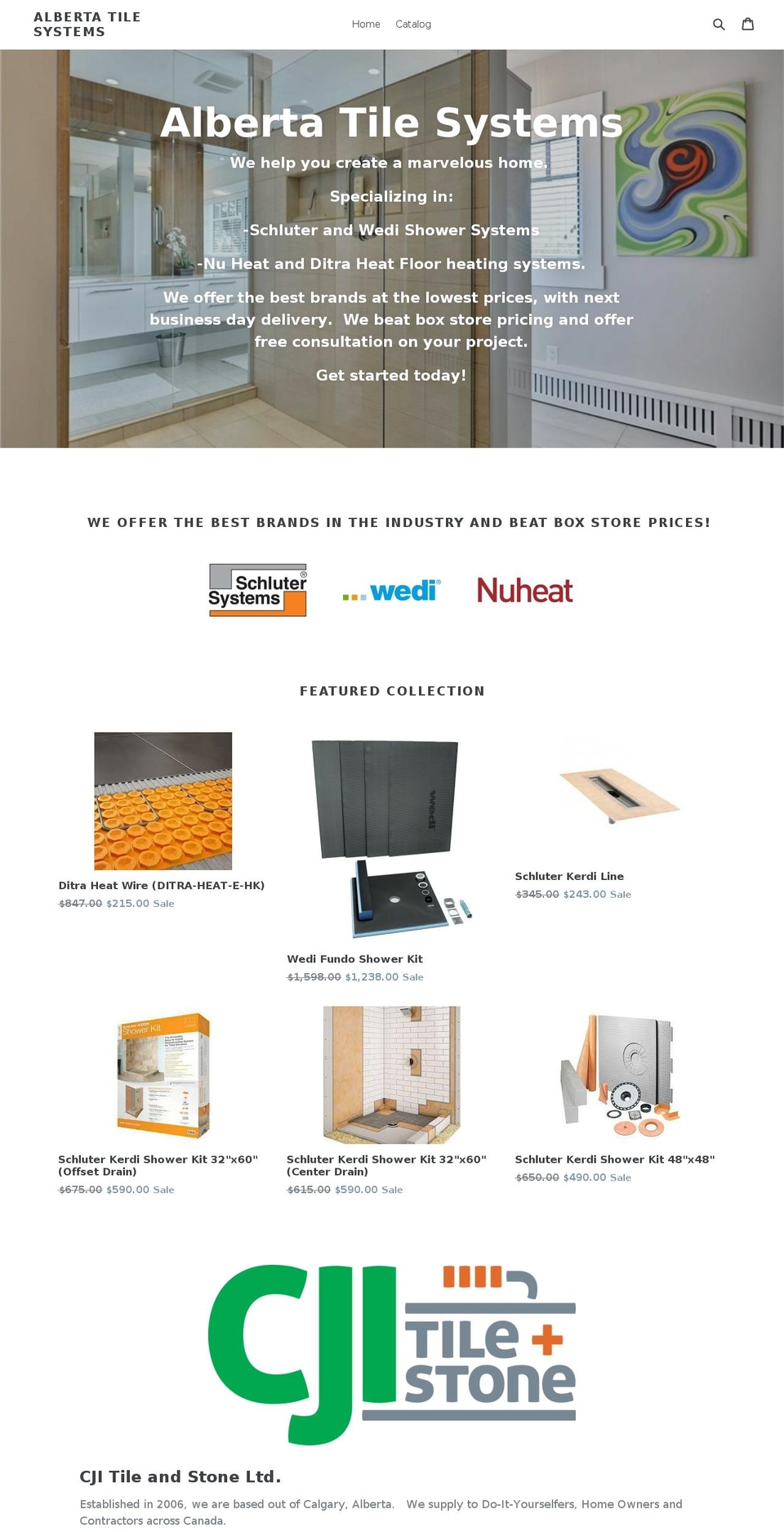 albertatilesystems.com — Shopify storefront screenshot