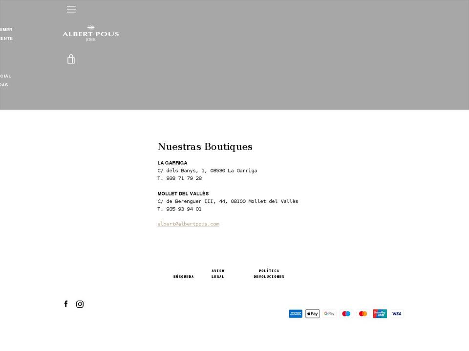 albertpous.com shopify website screenshot