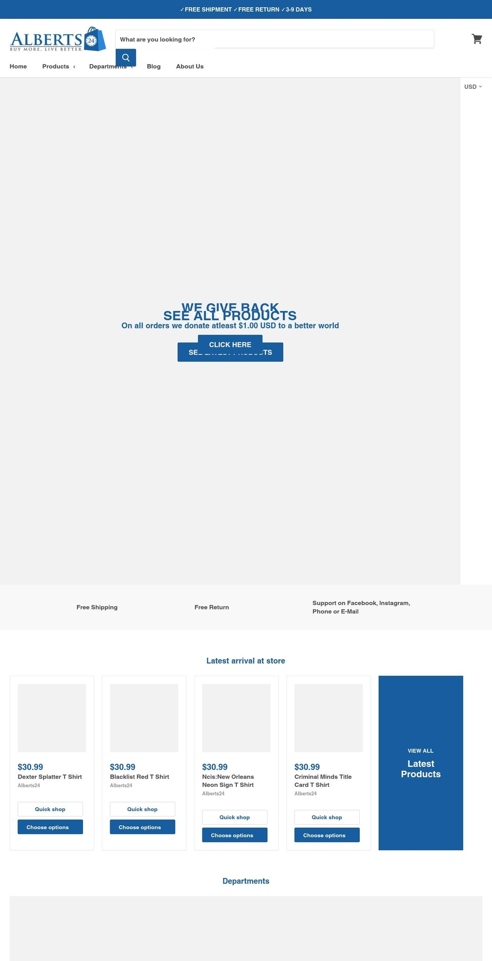 alberts24.com — Shopify storefront screenshot