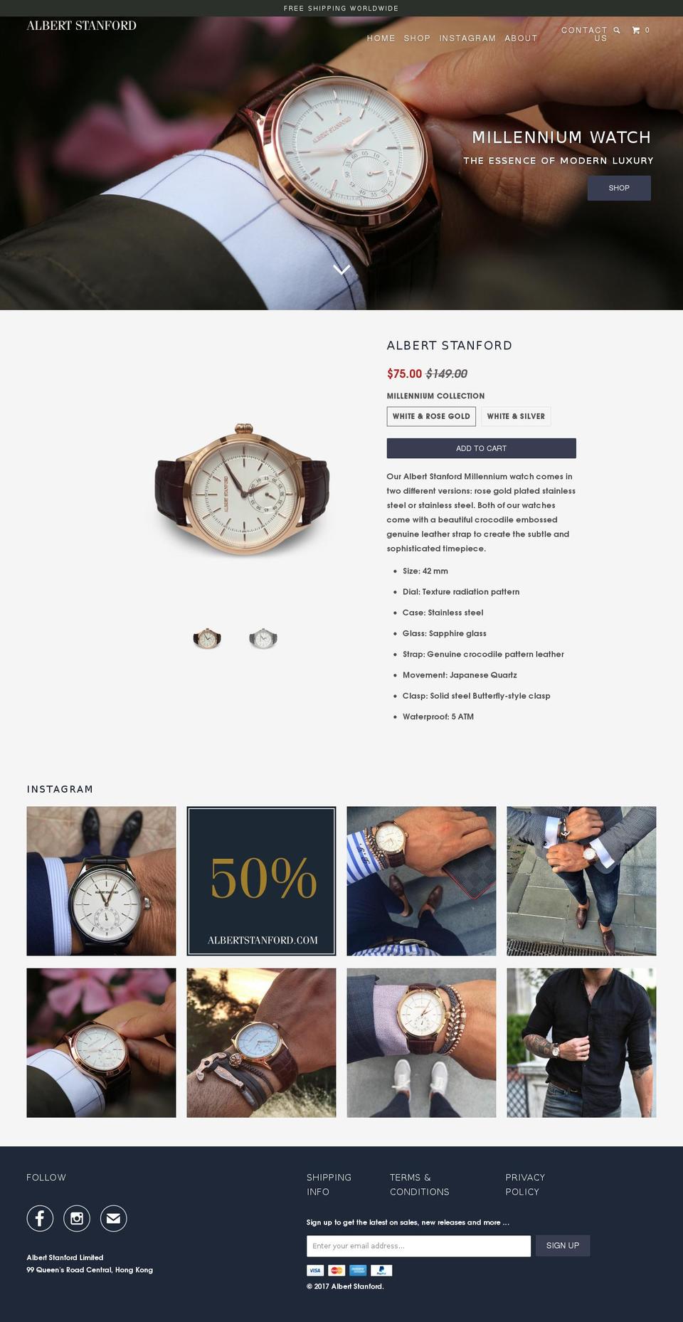 albertstanford.com shopify website screenshot