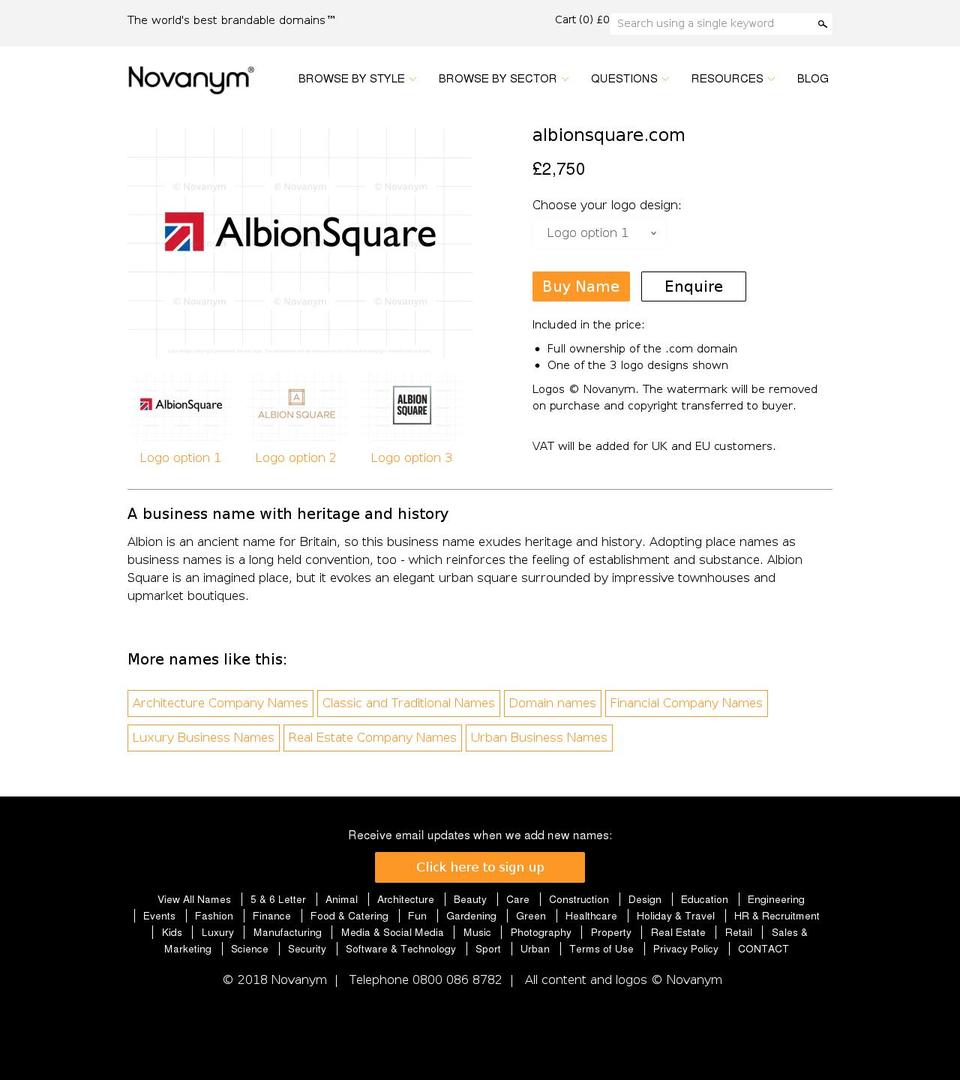 albionsquare.com shopify website screenshot