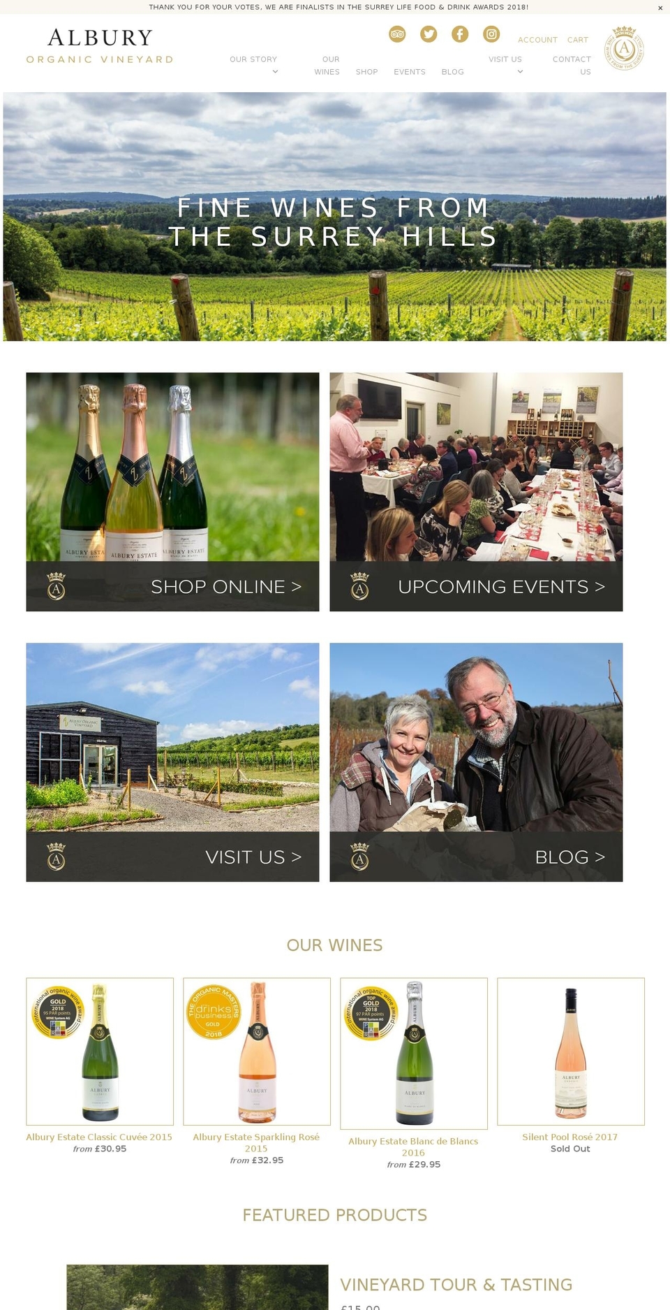 alburyvineyard.com shopify website screenshot