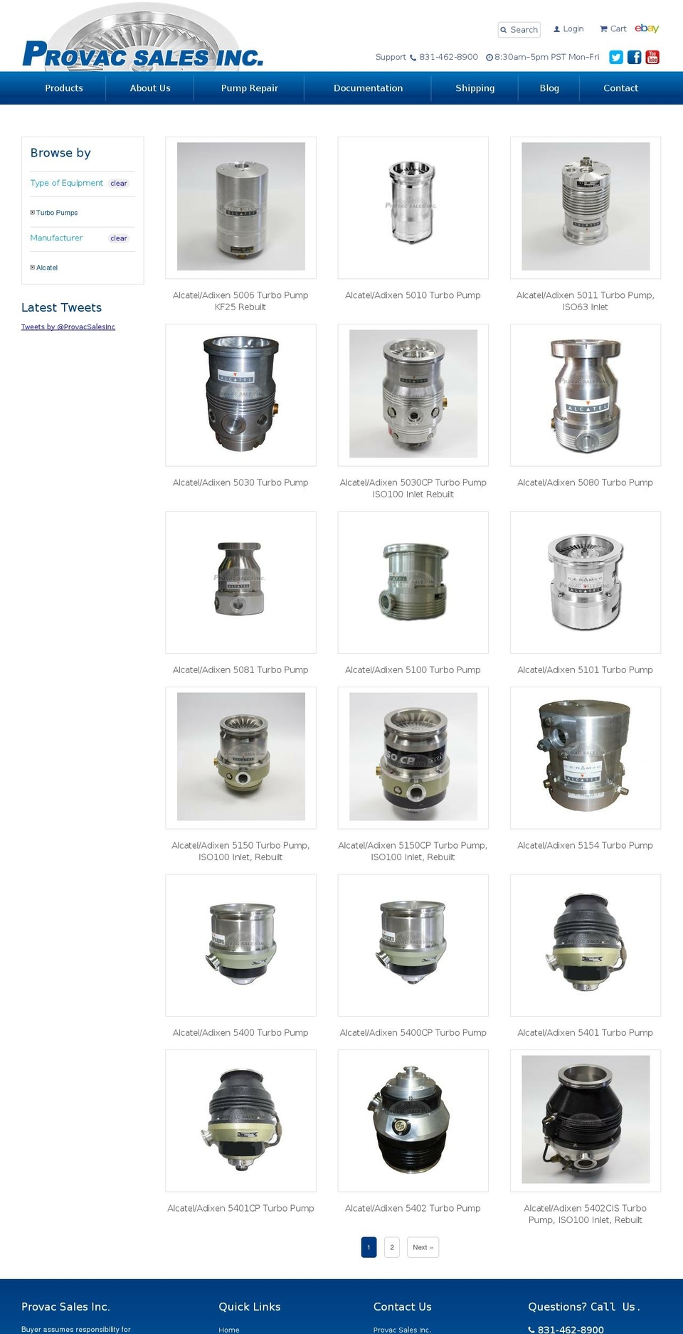 Provac Shopify theme site example alcatelturbopump.com