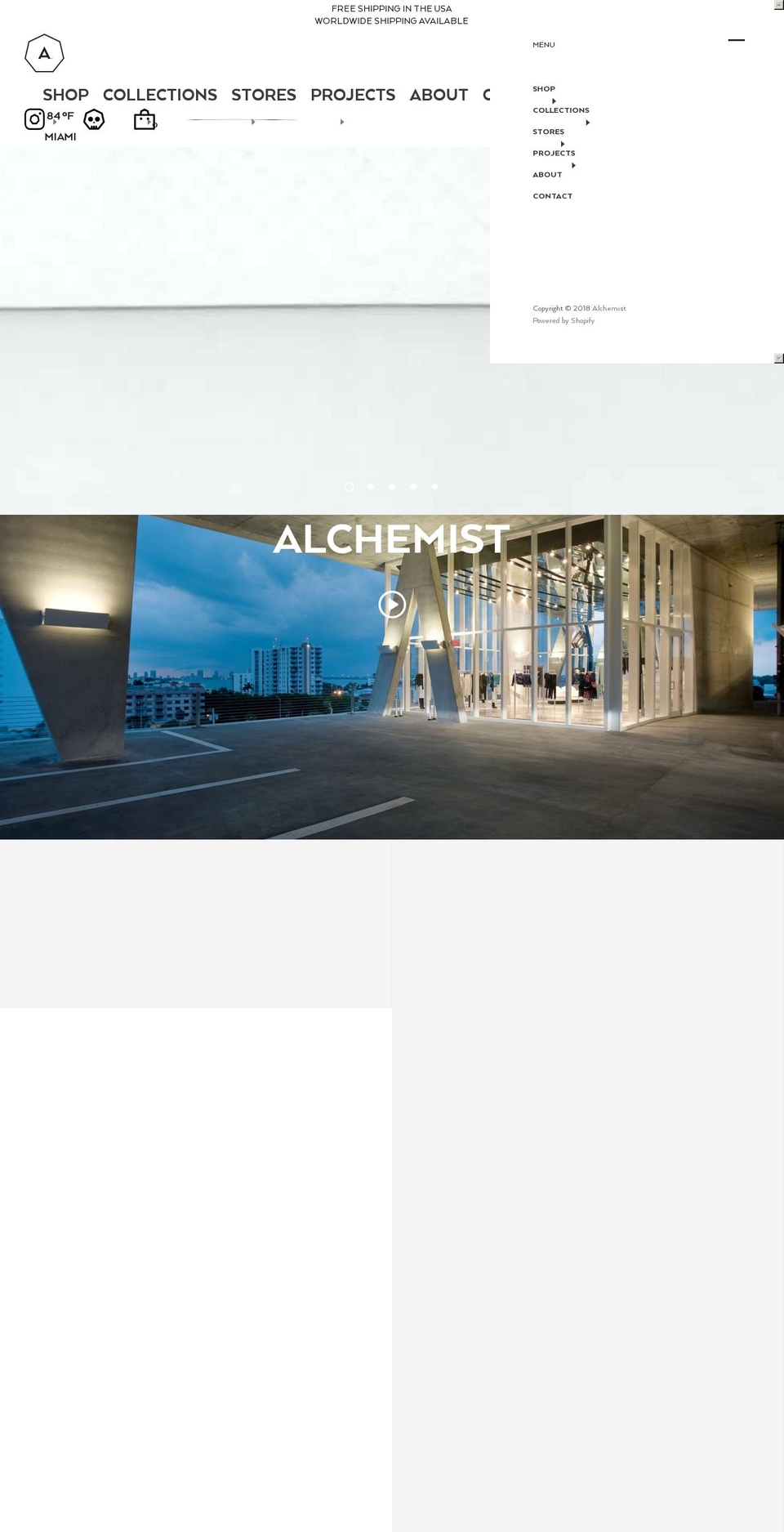 alchemist.miami shopify website screenshot