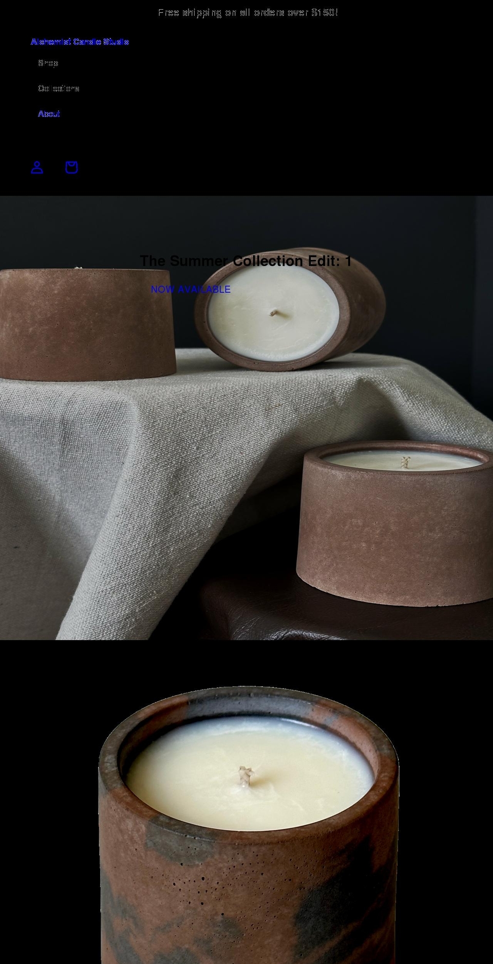 alchemistcandlestudio.com shopify website screenshot