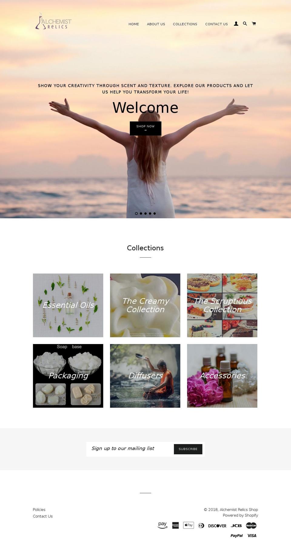 alchemistrelics.com — Shopify storefront screenshot