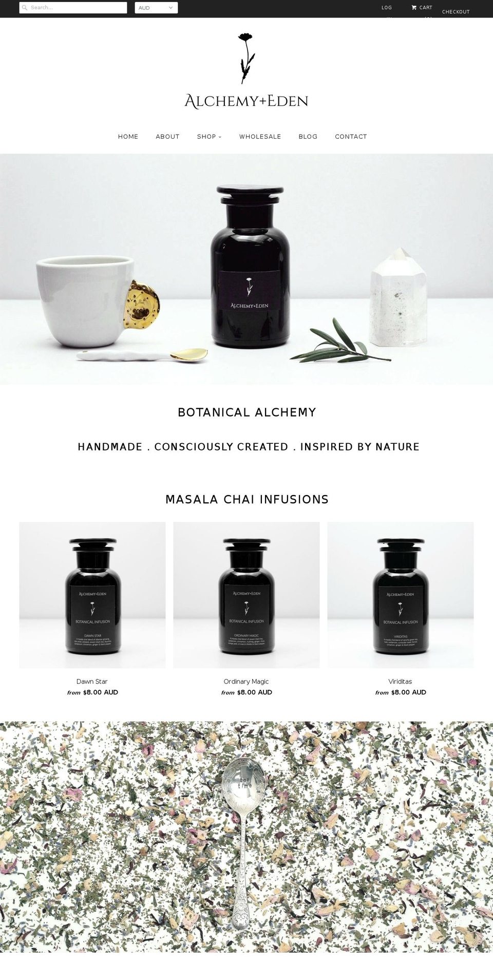 alchemyandeden.com shopify website screenshot